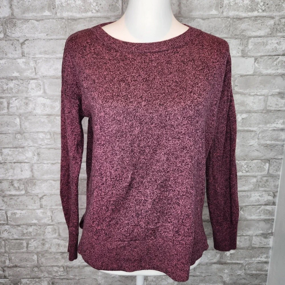 Gap Maternity Sweater‎ Marled Purple Merino Wool Blend Crew Neck Pullover XS